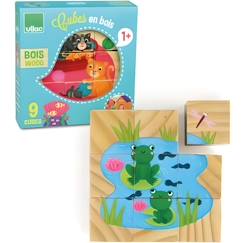 Cubes en bois les animaux - VILAC - Jeux - Mixte - Enfant - Bleu - 12 mois - Multicolore - Intérieur  - vertbaudet enfant