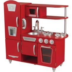 KidKraft - Cuisine en bois pour enfant Vintage Rouge, avec four, réfrigérateur et micro-ondes, accessoires inclus  - vertbaudet enfant