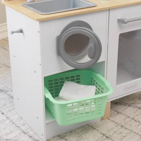 KidKraft - Cuisine en bois pour enfant Whisk & Wash, avec sa machine à laver et son panier à linges inclus - EZ Kraft BLANC 5 - vertbaudet enfant 