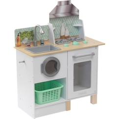 -KidKraft - Cuisine en bois pour enfant Whisk & Wash, avec sa machine à laver et son panier à linges inclus - EZ Kraft