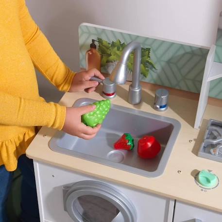KidKraft - Cuisine en bois pour enfant Whisk & Wash, avec sa machine à laver et son panier à linges inclus - EZ Kraft BLANC 7 - vertbaudet enfant 