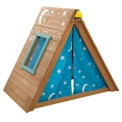 -KidKraft - Cabane tipi en bois pour enfant avec mur d'escalade