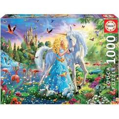 Puzzle Fantastique 1000 pièces - EDUCA - La Princesse Et La Licorne - Bleu - A partir de 12 ans - Enfant  - vertbaudet enfant