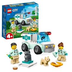 Jouet-LEGO® City 60382 L'Intervention du Véhicule Vétérinaire, Ambulance Jouet pour Animaux