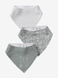 -Lot de 3 bavoirs bandanas en gaze de coton