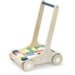 Chariot de cubes en bois VILAC - Sous la canopée - Pour l'apprentissage de la marche - 24 cubes colorés  - vertbaudet enfant