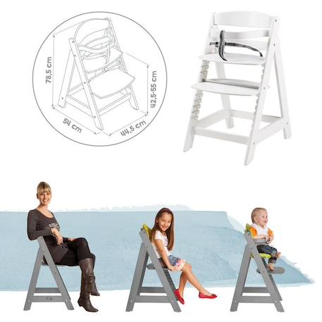 Chaise Haute Évolutive ROBA - Sit Up Click - Bois Laqué Blanc - Poids Max 50 kg BLANC 2 - vertbaudet enfant 