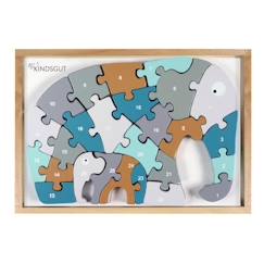 Puzzle en bois 3D Alphabet - KINDSGUT - Éléphant - Animaux - Bleu - Moins de 100 pièces  - vertbaudet enfant