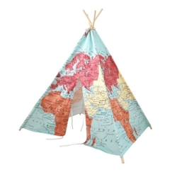 Tente Tipi pour Enfants SUNNY - Carte du monde en couleur - 120x120 cm  - vertbaudet enfant