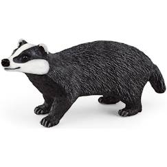 Figurine - SCHLEICH - Blaireau - Animal nocturne de la famille des mustélidés - Pelage noir et blanc  - vertbaudet enfant