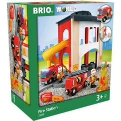 BRIO - Caserne de Pompiers en Bois avec Accessoires et Véhicules de Pompiers pour Enfants à partir de 3 ans  - vertbaudet enfant