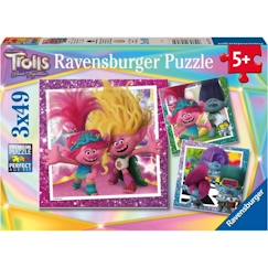 Jouet-Ravensburger - Trolls 3 - Puzzle enfant 3x49 pièces avec posters inclus