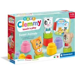 Clementoni - Cubes & Animaux Soft Clemmy - 6 cubes + 3 personnages + Livre  - vertbaudet enfant