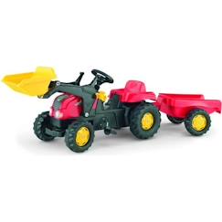 Tracteur à pédales enfant Rolly Kid X rouge avec remorque et pelle avant - Rolly Toys  - vertbaudet enfant