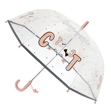 Fille-Parapluie cloche enfant transparent à pois, Chat Multicolore Longueur 67 cm, Diamètre 71 cm