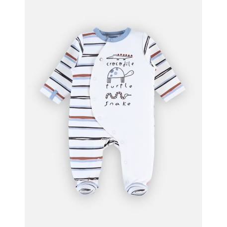 Bébé-Salopette, combinaison-Pyjama 1 pièce rayé en jersey interlock imprimé animaux