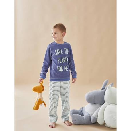 Pyjama 2 pièces imprimé "Save the plenet" en velours  - vertbaudet enfant