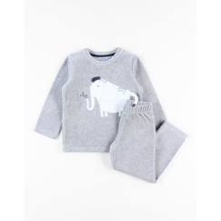 Pyjama 2 pièces imprimé éléphant en velours  - vertbaudet enfant