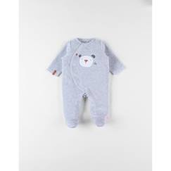 Pyjama 1 pièce broderie ours en velours  - vertbaudet enfant