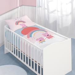 Linge de maison et décoration-Linge de lit bébé-Housse de couette-Parure de lit bébé 100% flanelle de coton - PEPPA PIG RAINBOW - 100x135 cm - Licence officielle