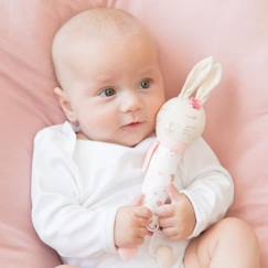Hochet - Lapin - Rose et beige - Coton - Pour bébé  - vertbaudet enfant