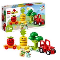 Jouet-LEGO® DUPLO My First 10982 Le Tracteur des Fruits et Légumes, Jouet à Empiler et à Trier