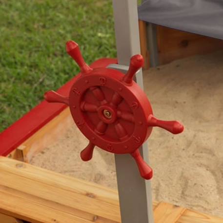 Bac à sable en bois Bateau de pirate KIDKRAFT - Avec auvent, rangements et drapeau de pirate MARRON 6 - vertbaudet enfant 