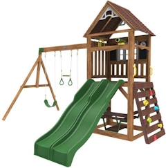 KidKraft - Aire de jeux en bois Lindale avec toboggans, balançoires, mur escalade - FSC  - vertbaudet enfant