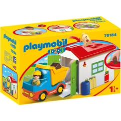 PLAYMOBIL - 70184 - PLAYMOBIL 1.2.3 - Ouvrier avec camion et garage - Matériaux mixtes - Enfant - Multicolore  - vertbaudet enfant