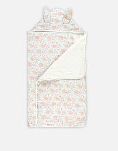 Cape de bain éponge - NOUKIE'S - Lina & Joy - Coton - Mixte - Rose et motif nature - 70x140cm  - vertbaudet enfant