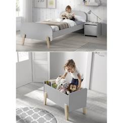 Chambre enfant complète KIDDY style scandinave en bois pin massif et MDF laqué gris cool - l 90 x L 200 cm  - vertbaudet enfant