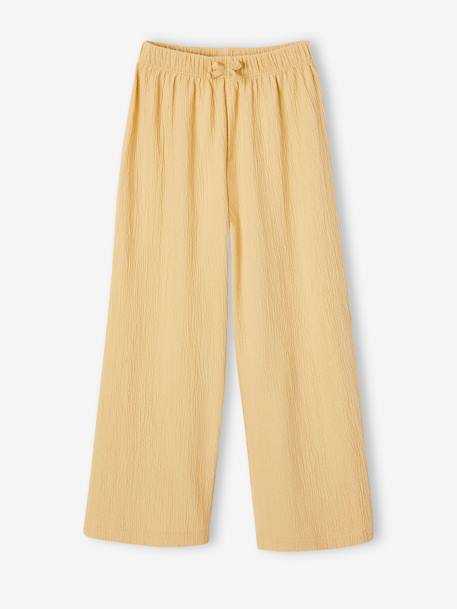 Pantalon large effet gaufré fille corail+jaune pâle 4 - vertbaudet enfant 