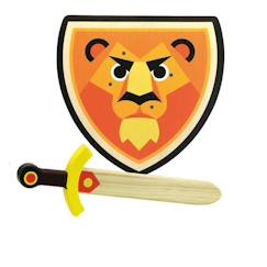 Set bouclier et épée en bois - Vilac - Lion - Jouet pour enfant de 4 ans et plus - Multicolore et orange  - vertbaudet enfant