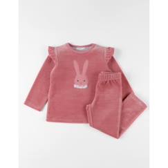 Pyjama 2 pièces en velours broderie lapin  - vertbaudet enfant