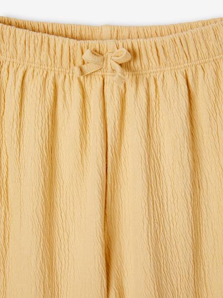 Pantalon large effet gaufré fille jaune pâle 3 - vertbaudet enfant 