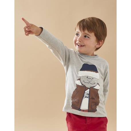 T-shirt manches longues imprimé Nouky gris chiné  - vertbaudet enfant