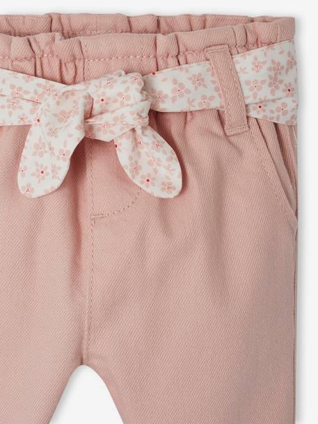 Pantalon paperbag bébé avec ceinture écru+lichen+rose pâle 11 - vertbaudet enfant 