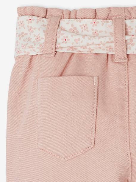 Pantalon paperbag bébé avec ceinture écru+lichen+rose pâle 12 - vertbaudet enfant 