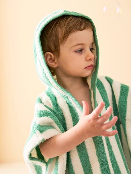 Poncho de bain bébé à rayures personnalisable bleu+rayé jaune+rose+vert 33 - vertbaudet enfant 