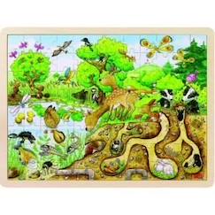 Puzzle en bois Découverte de la nature - GOKI - Moins de 100 pièces - Vert  - vertbaudet enfant