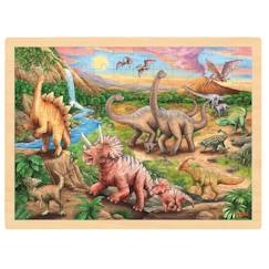 Puzzle en bois La vallée des dinosaures - Goki - Moins de 100 pièces - Mixte - A partir de 6 ans  - vertbaudet enfant