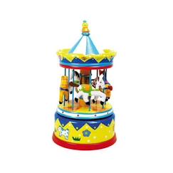 Linge de maison et décoration-Décoration-Objet déco-Boîte à musique - ULYSSE - Carrousel jaune - Mixte - Enfant - Ø10 x 22 cm