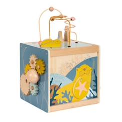 Jouet-Premier âge-Cube de motricité Seaside - Small foot company - Bois - Enfant - 12 mois et plus - Jeu de formes - Engrenages
