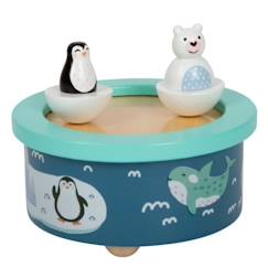 Linge de maison et décoration-Boîte à musique Arctique en bois - Small foot company - ours polaire et pingouin - pour enfant dès 12 mois
