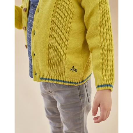 Cardigan en tricot BIO, vert acidulé JAUNE 2 - vertbaudet enfant 