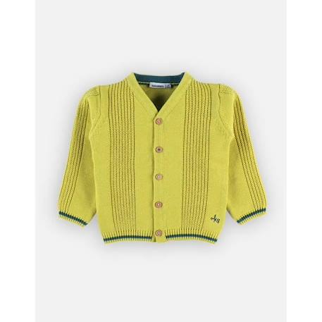 Cardigan en tricot BIO, vert acidulé JAUNE 3 - vertbaudet enfant 