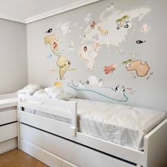 Linge de maison et décoration-Décoration-Papier peint, sticker-Sticker mural décoratif  "World Map XL Animals"