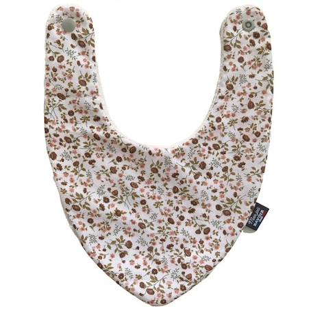 Bavoir bandana - Fleur Eleoni pour bébés de 3 à 18 mois, 100% coton, doublé éponge, fermeture pression, lavage à 40°. BEIGE 1 - vertbaudet enfant 