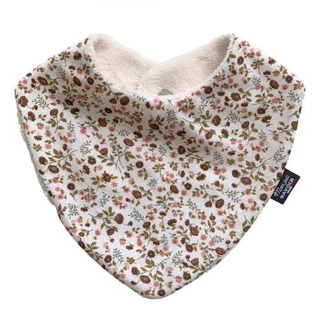 Bavoir bandana - Fleur Eleoni pour bébés de 3 à 18 mois, 100% coton, doublé éponge, fermeture pression, lavage à 40°. BEIGE 2 - vertbaudet enfant 