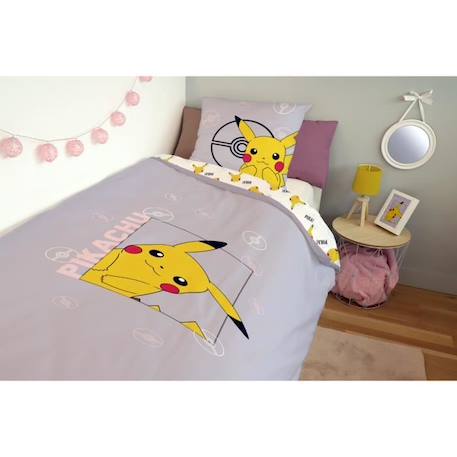 Housse De Couette Pikachu Pokémon 140x200 cm + 1 Taie d'oreiller 63x63 cm - 100% Coton - Mauve VIOLET 2 - vertbaudet enfant 